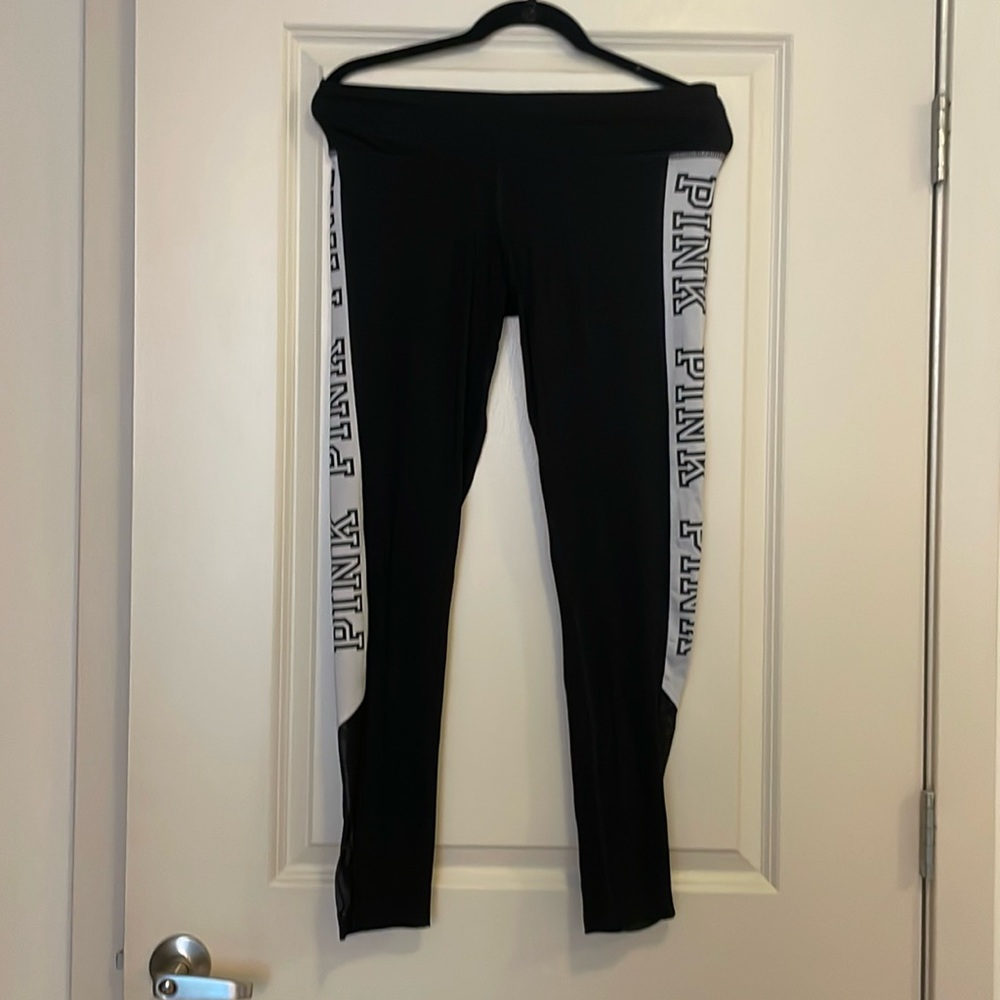 EUC medium Victoria secret mesh ultimate black leggings